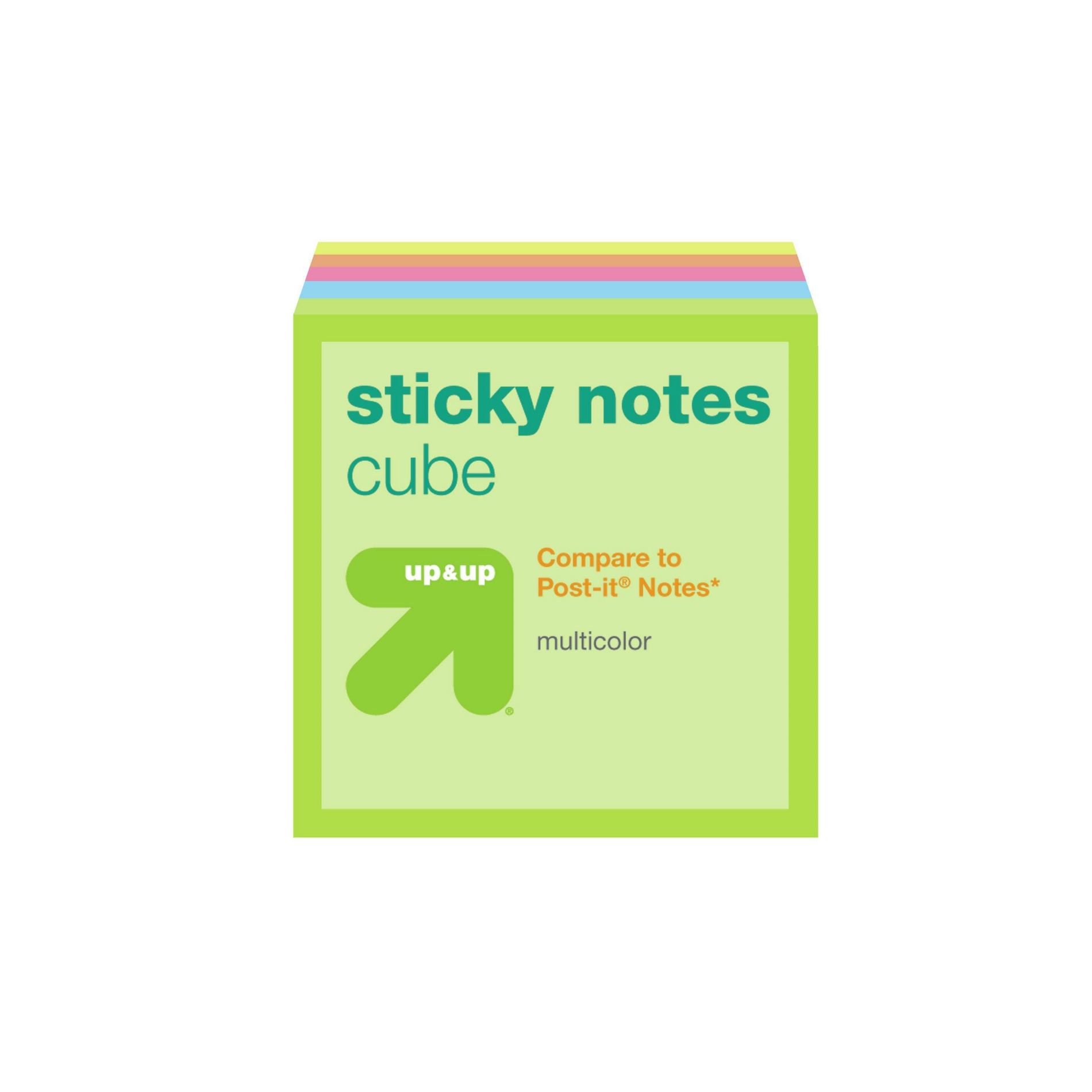 Sticky Notes Cube 1.88" x 1.88" Multicolor - up&up™: 400 Sheets, Small Sticky Pads, Office Supplies, Uncoated Paper