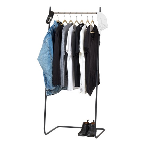 Real Living Matte Black 2-Tier Rolling 4-Wheel Garment Rack