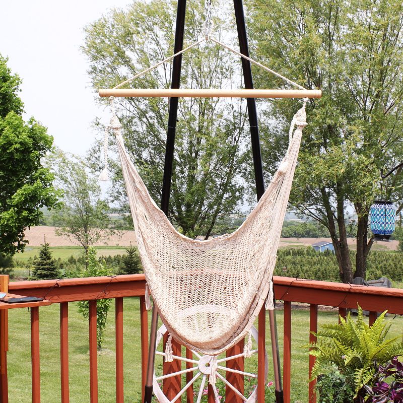 Sunnydaze Lightweight Cotton/Nylon Rope Outdoor Mayan Hammock Chair, 2 of 9