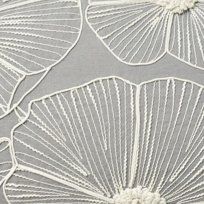 Gray Cotton Embroidered Floral Throw Pillow Cover 14" x 24"