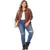 Agnes Orinda Women's Plus Size Faux Leather Long Sleeves Button Motorcycle Biker Moto Button Down Shirts - 3 of 4