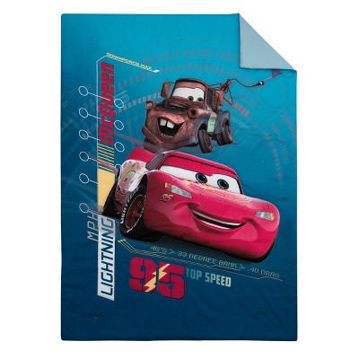 Blue Reversible Toddler Comforter Set with Lightning McQueen