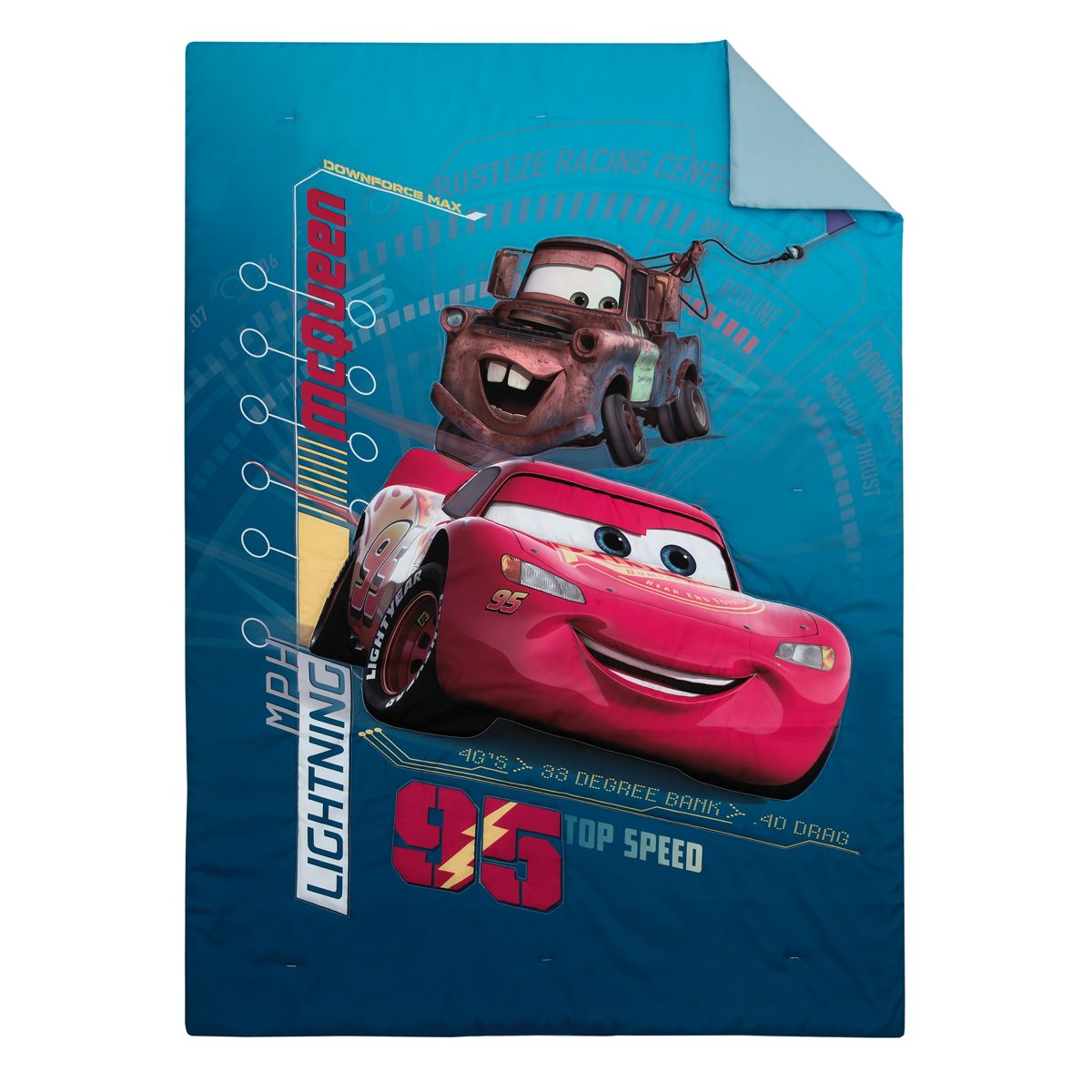 Disney Cars Piston Cup Circuit Blue, Red, and Yellow, Lightning McQueen and Mater 4 Piece Toddler Bed Set - thumbnail 2