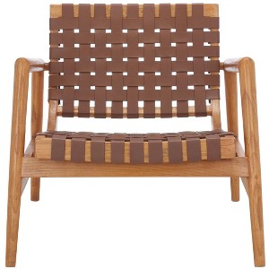 Bellona Leather Woven Accent Chair - ACH1004 - Safavieh - 1 of 4