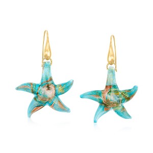 Ross-Simons Italian Murano Glass Starfish Drop Earrings With 18kt Gold Over Sterling - 1 of 4