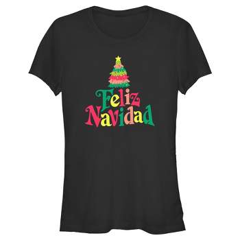 Juniors Womens Lost Gods Christmas Tree Feliz Navidad T-Shirt