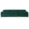 TiramisuBest Grey Velvet L-Shaped Sofa, Mid-Century Glam Corner Couch with Removable Cushions & Brass Legs - 3 of 4