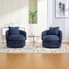 Okak Modern Round Swivel Barrel Accent Chair with Armrests & Pillow,Chenille Upholstered Club Chair for Living Room,Bedroom,Office - 3 of 4