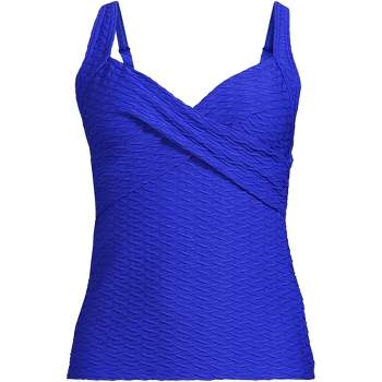 Lands' End Women's Chlorine Resistant Tummy Control Square Neck Underwire  Tankini Swimsuit Top Adjustable Strap