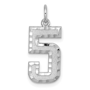 Black Bow Jewelry 14k White Gold, Varsity Collection, Large D/C Pendant, Number 5 - 1 of 4
