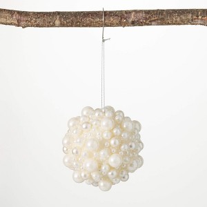 4"H Sullivans Beaded Pearl Ornament  White Christmas Ornaments - 1 of 2
