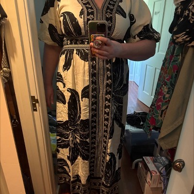 ava and viv black floral dress Ava & Viv Maxi Dress 1X Black Floral Mesh Long Sleeve V-neck