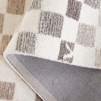 Ebony Beige and Gray Wool Handmade Tufted Rug 5' x 8'
