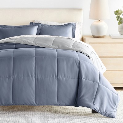 7PC Bedding Bundle, Reversible Solid Comforter and Patterned Sheet Set - Becky Cameron