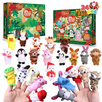 Joyfy 2025 Christmas Advent Calendar – 24 Days of Plush Animal Finger Puppets Count Down to Christmas with Daily Puppet Surprises!