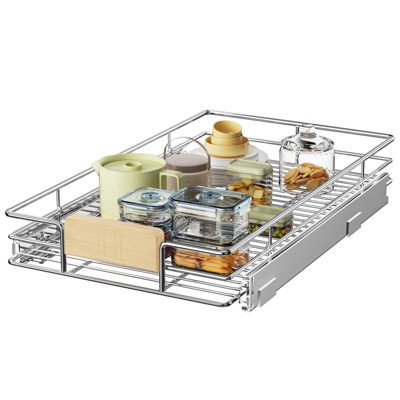 LOVMOR Pull Out Cabinet Organizer with Wooden Handle