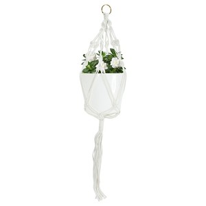 Unique Bargains Macrame Plant Hanger Woven Cotton Indoor Outdoor Decorative - 1 of 4