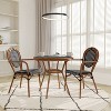 Emma & Oliver Colmar Indoor/Outdoor Bistro Style 31.5 in. Table with Black & White PE Rattan, Glass Top, and Two Chairs - Natural Frame - 2 of 4