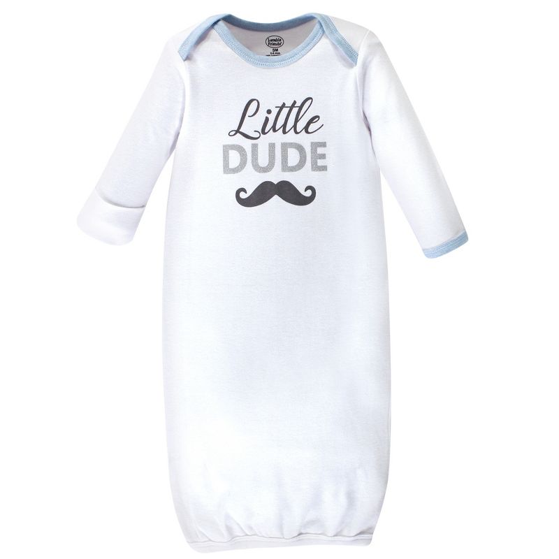 Luvable Friends Baby Boy Cotton Long-Sleeve Gowns 4pk, Little Dude, 0-6 Months, 3 of 7