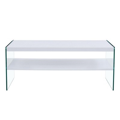 NicBex Modern 43.3" Rectangle Coffee Table with Double Layer for Living Room and Office