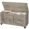 Storage Chest, Storage Bench with 4 Wheels, 39.4" Wooden Blanket Chest with 2 Safety Hinges, Round Corner, Supports 350 lbs - 2 of 4