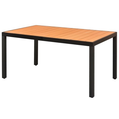 vidaXL Garden Dining Table Brown Aluminum 59.1 in x 35.4 in Durable