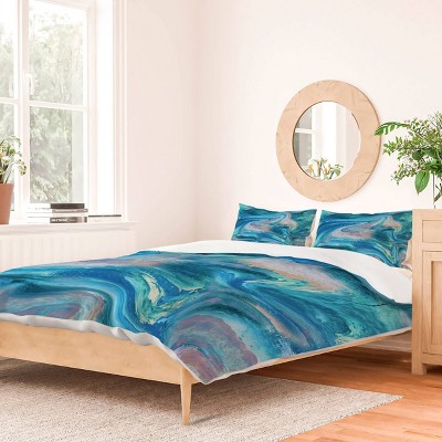 Deny Designs Alyssa Hamilton Art Gemstone Duvet Cover and Pillow Sham Set Blue