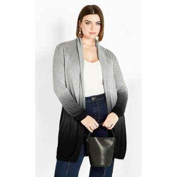 Women's Plus Size Mina Dip Dye Cardigan - grey | AVENUE
