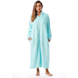 Just Love Womens Plush Zipper Lounger Solid Robe | Long Bathrobe Duster - 1 of 3