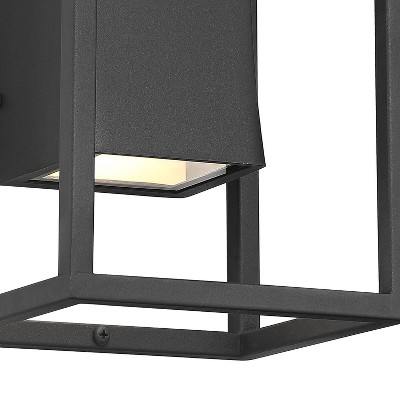 Textured Black LED Outdoor Wall Light with Sanded Glass Diffuser