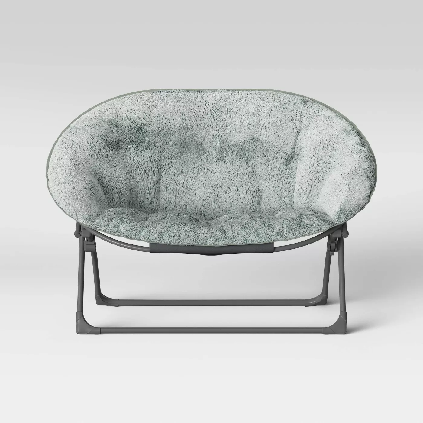 Kids Faux Fur Double Dish Chair Gray - Pillowfort™ - image 1 of 4