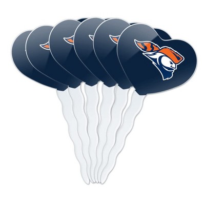 Carroll University Primary Logo Heart Love Cupcake Picks Toppers Decoration Set of 6