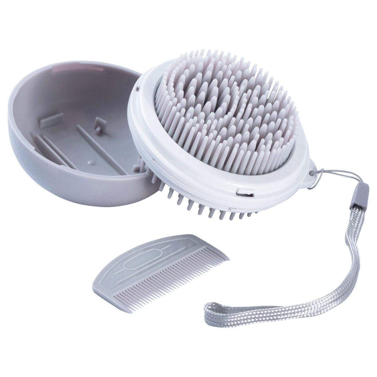 Pet Life Bravel 3-in-1 Travel Pocketed Dual Grooming Brush and Pet Comb, Grey - thumbnail 4