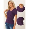 Allegra K Women's Knit Short Sleeve Irregular Neck Ruched Side Blouse - 2 of 4