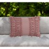 HomeRoots 14" X 20" Mauve Handmade Indoor Outdoor Throw Pillow Cover With Tassels - 2 of 4