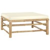 vidaXL 3 Piece Patio Lounge Set with Cream White Cushions Bamboo - 3 of 4
