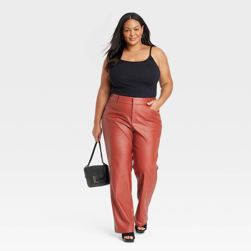 Women's Faux Leather High-Rise Flare Pants - Ava & Viv™, 3 of 8