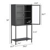 Modern Metal Storage Cabinet with Adjustable Shelves and Glass Doors, 59 in Tall Display for Kitchen or Home Office Black-3irtyhousy - 4 of 4
