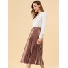 INSPIRE CHIC Women's Party Elastic Waist Metallic Shiny Accordion Pleated Midi Skirt - 4 of 4
