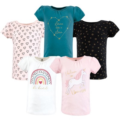 Hudson Baby Girl Short Sleeve T-shirts, Unicorn Rainbow : Target