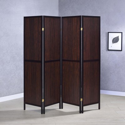 Vynxaria Rustic Tobacco and Cappuccino 4-Panel Folding Screen