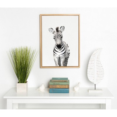 Natural Framed Baby Zebra Canvas Print, 18" x 24"