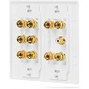 Fosmon 2-Gang 5.1 Surround Sound Distribution Wall Plate w/ Gold Plated 5-Pair Copper Binding Posts + 1 RCA Jack - White - image 2 of 4