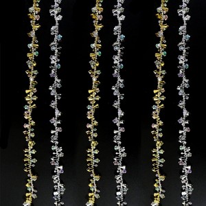 4E's Novelty Set of 4 Crystal Beaded Christmas Tree Garland Ornaments - Silver & Gold Bead Garland for Christmas Tree Decorations Acrylic Twist - 1 of 4