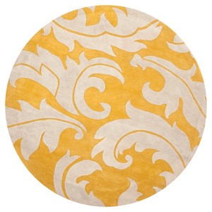 Gold/Ivory Solid Loomed Round Area Rug - (8