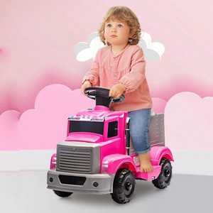 6V Ride on Truck for Toddlers - Electric Car w/Spacious Storage, Music, LED Lights, Rechargeable Battery & Easy Start Button - 1 of 4