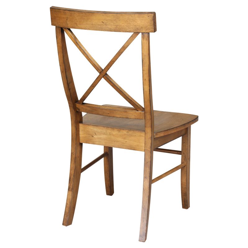 Set of 2 X Back Chairs with Solid Wood Seat Pecan - International Concepts, 3 of 14