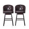 Set of 2 Swivel Bar Stools,PU Leather Upholstered Bar Stools with Wood Legs for Kitchen Island,360° Swivel Button Tufted Bar Stools-Koiai - 3 of 4