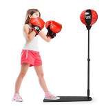Costway Kids Punching Bag w/Adjustable Stand Boxing Gloves Boxing Set, Red