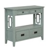 Lyngins Vintage Solid Pine Console Table with 4 Drawers (2 Handle Styles) + Open Shelf, Classic Entryway Table, Sofa Table for Living Room, Bedroom - 3 of 4